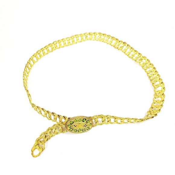 VINTAGE Belt goldtone woven braided enemal fine wi main image 6